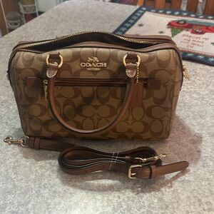 Coach Tan and Brown Signature Satchel